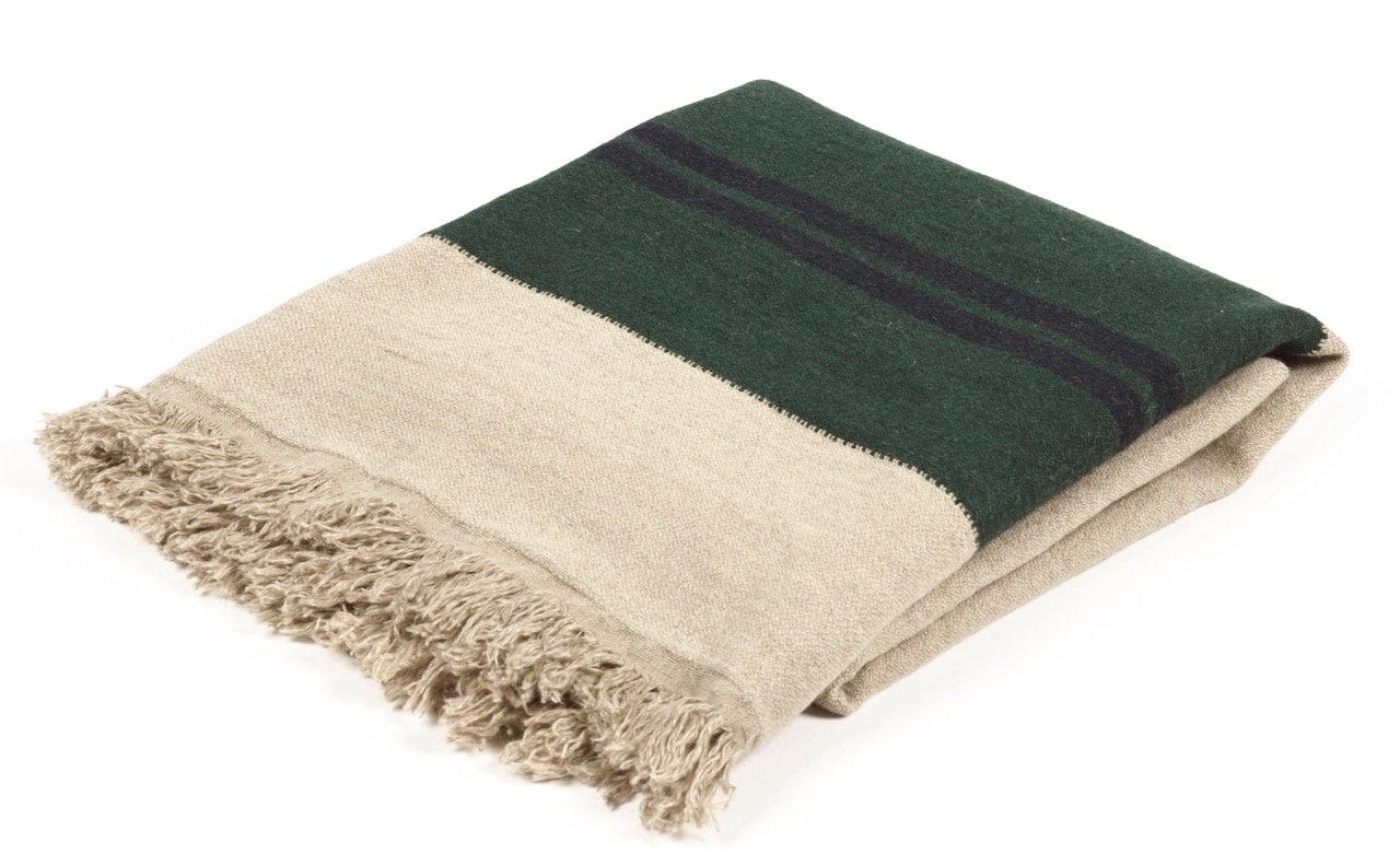 Libeco Plaid Omaha Stripe grün/schwarz/natur