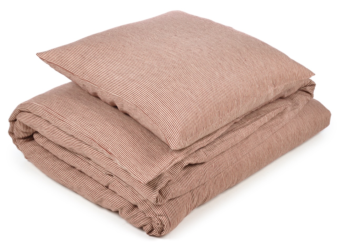 Libeco Bettwäsche Swimmers Stripe rot-braun/natur Libeco Bettwäsche Swimmers Stripe rot-braun/natur