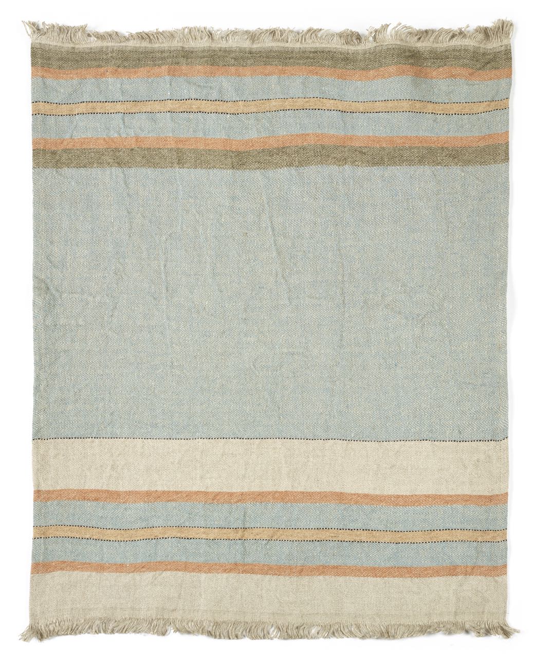 Libeco Leinenplaid Multi Stripe lago/safran