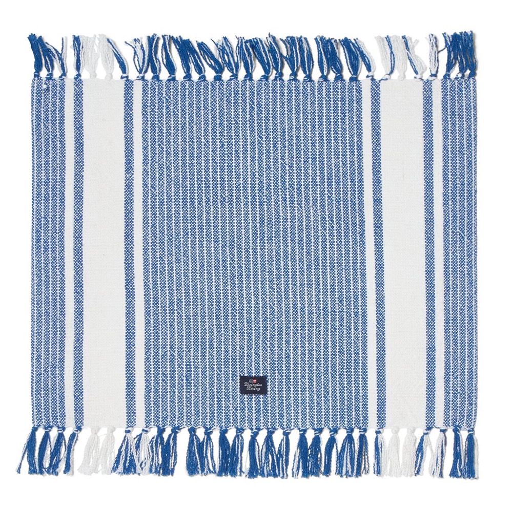 Lexington Tischset Streifen blau/weiß mit Fransen