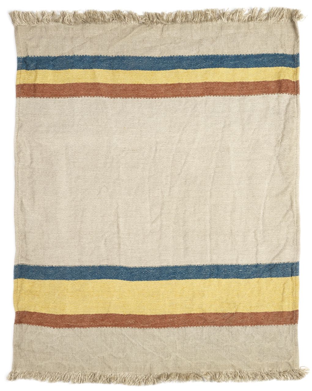 Libeco Leinenplaid Mercurio Stripe natur/gelb/blau/braun