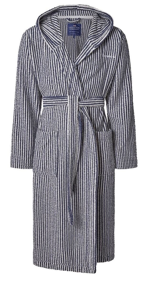 Lexington Bademantel Streifen mit Kapuze navy/weiß