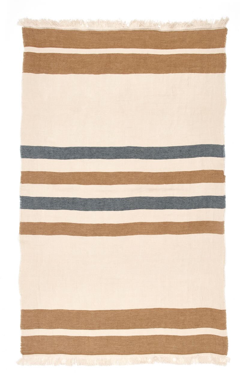 Libeco Leinenplaid Dakota Stripe natur/braun/blau