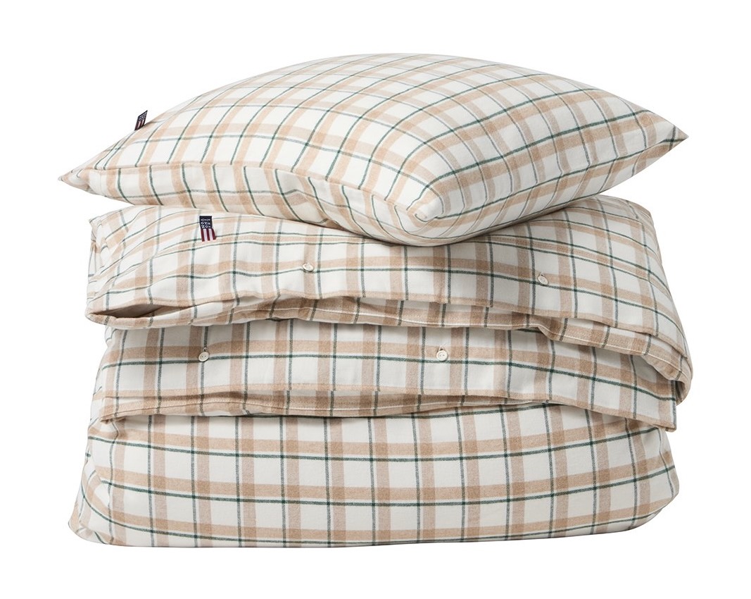 Lexington Bettwäsche-Set Flanell Karo beige/weiß/grün
