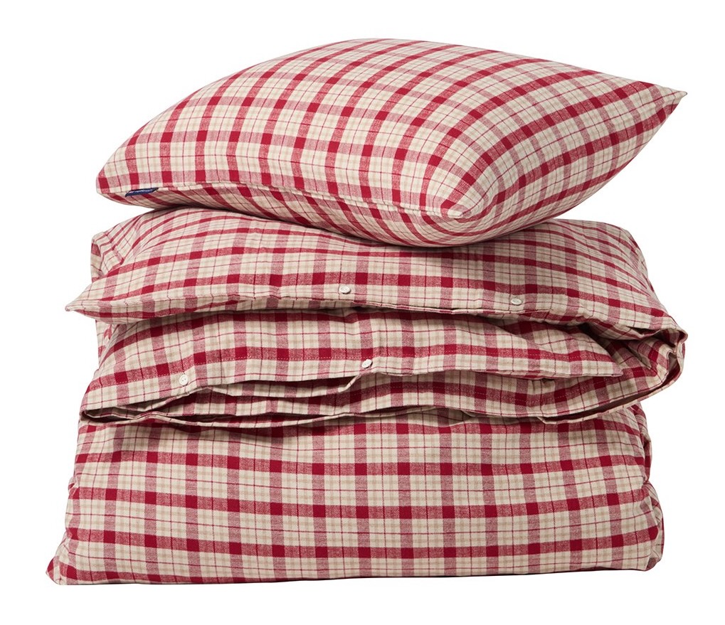 Lexington Bettwäsche-Set Flanell Karo rot/beige