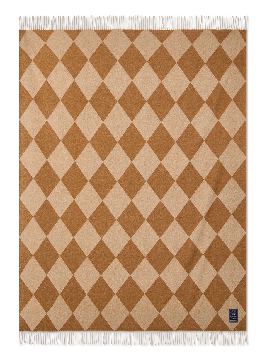 Lexington Decke Wool Throw Rauten caramel/natur