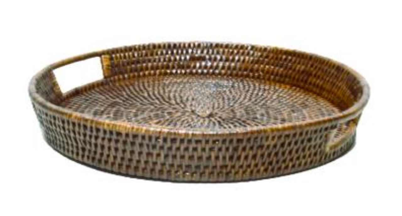 Tablett rund Lune Togo braun