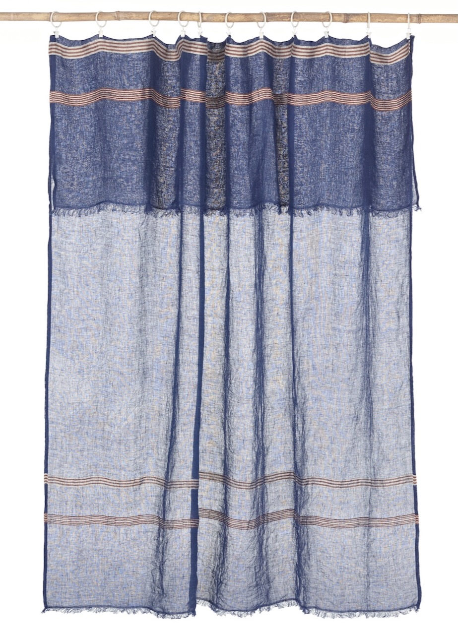 Libeco Plaid Noa stripe indigo/braun/ecrue Libeco Plaid Noa stripe indigo/braun/ecrue