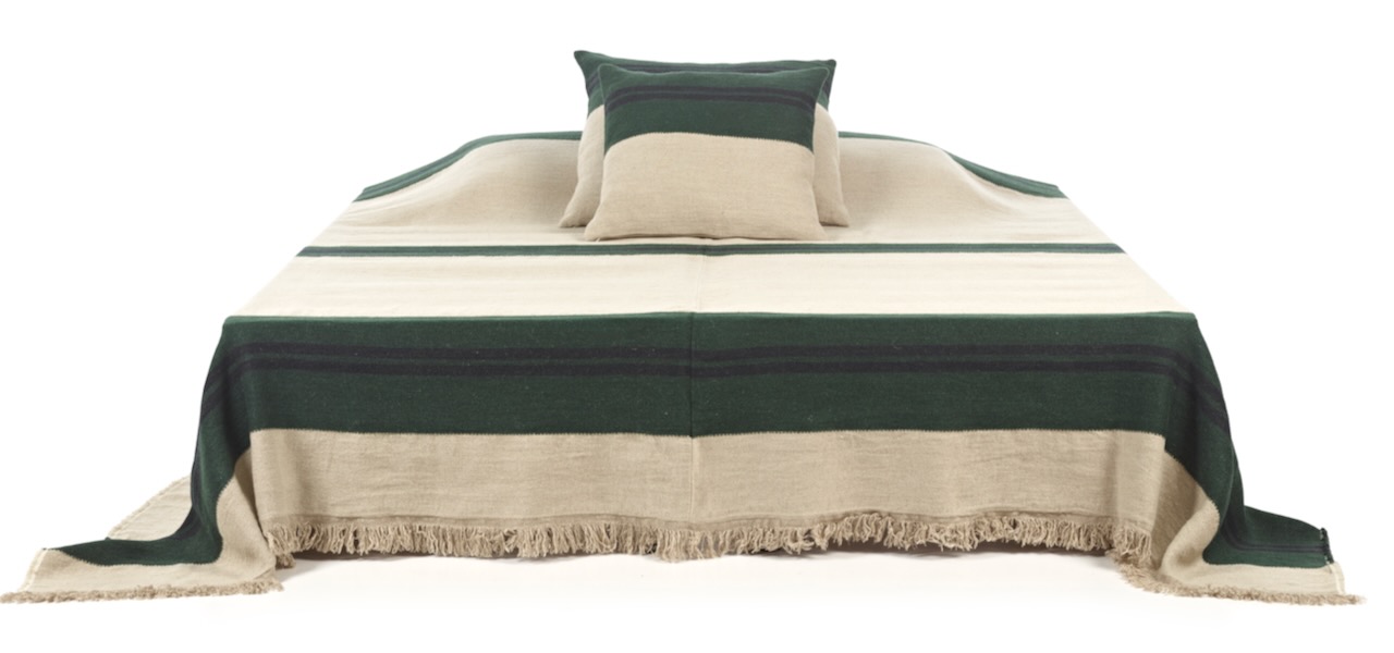Libeco Plaid Omaha Stripe grün/schwarz/natur