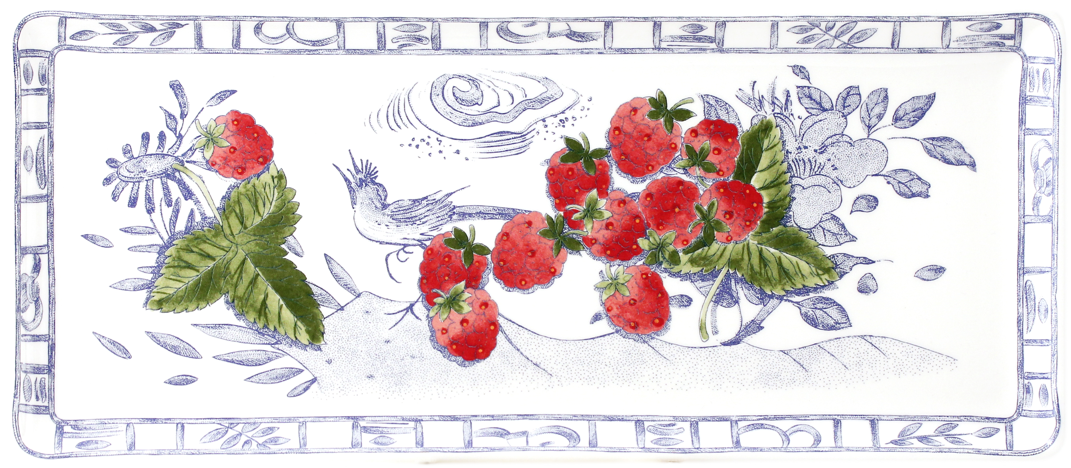 Gien Oiseau Bleu Fruits Königskuchenplatte