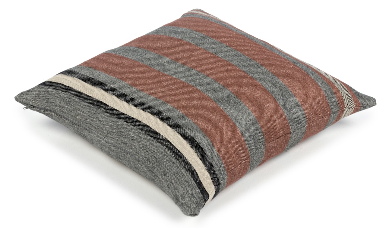 Libeco Kissenbezug Sienna Stripe braun/grau/schwarz/natur 50x50 cm