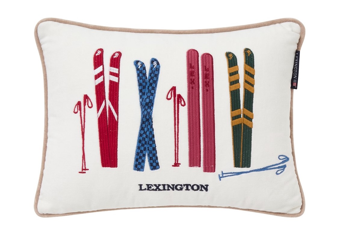 Lexington Kissen Ski Samt weiß/bunt