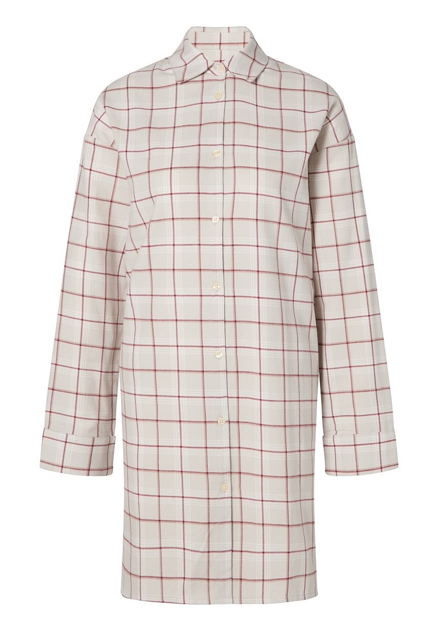 Lexington Nightshirt Flanell Karo hellgrau/dunkelrot