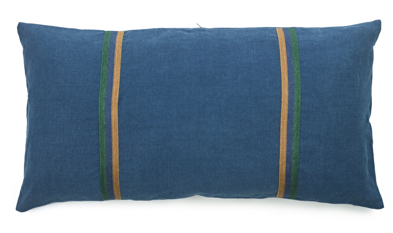 Libeco Kissenbezug Max indigo/ingwer/grün 40x80 cm