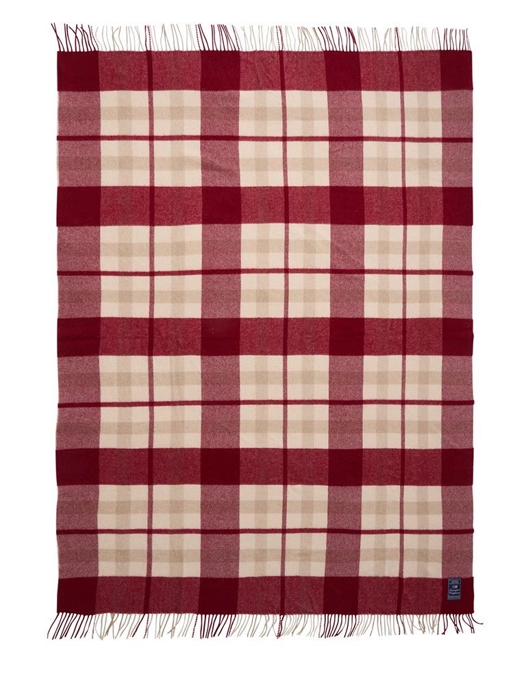 Lexington Decke Wool Throw Karo rot/beige