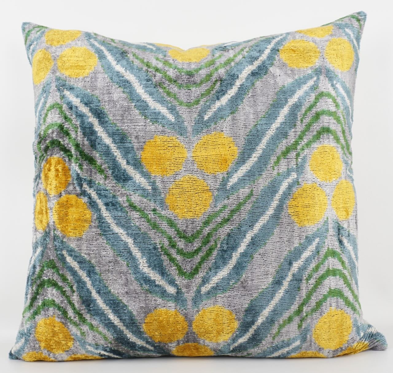 Kissenbezug Seide Ornamente grau/gelb/blau/weiß/grün 50x50 cm Kissenbezug Seide Ornamente grau/gelb/blau/weiß/grün 50x50 cm