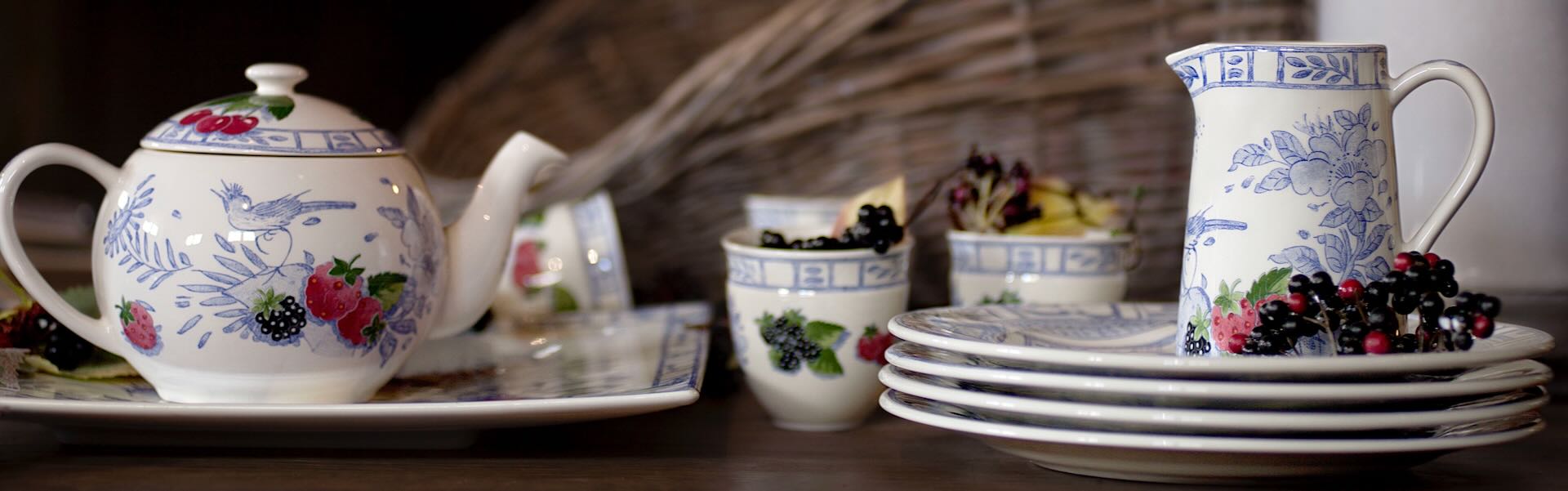 Gien Geschirr Oiseau bleu fruits 1920 Gien Geschirr Oiseau bleu fruits 1920