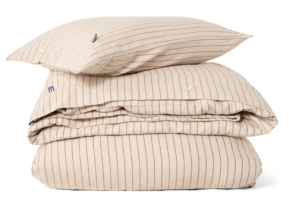 Lexington Bettwäsche-Set Flanell Streifen beige/braun