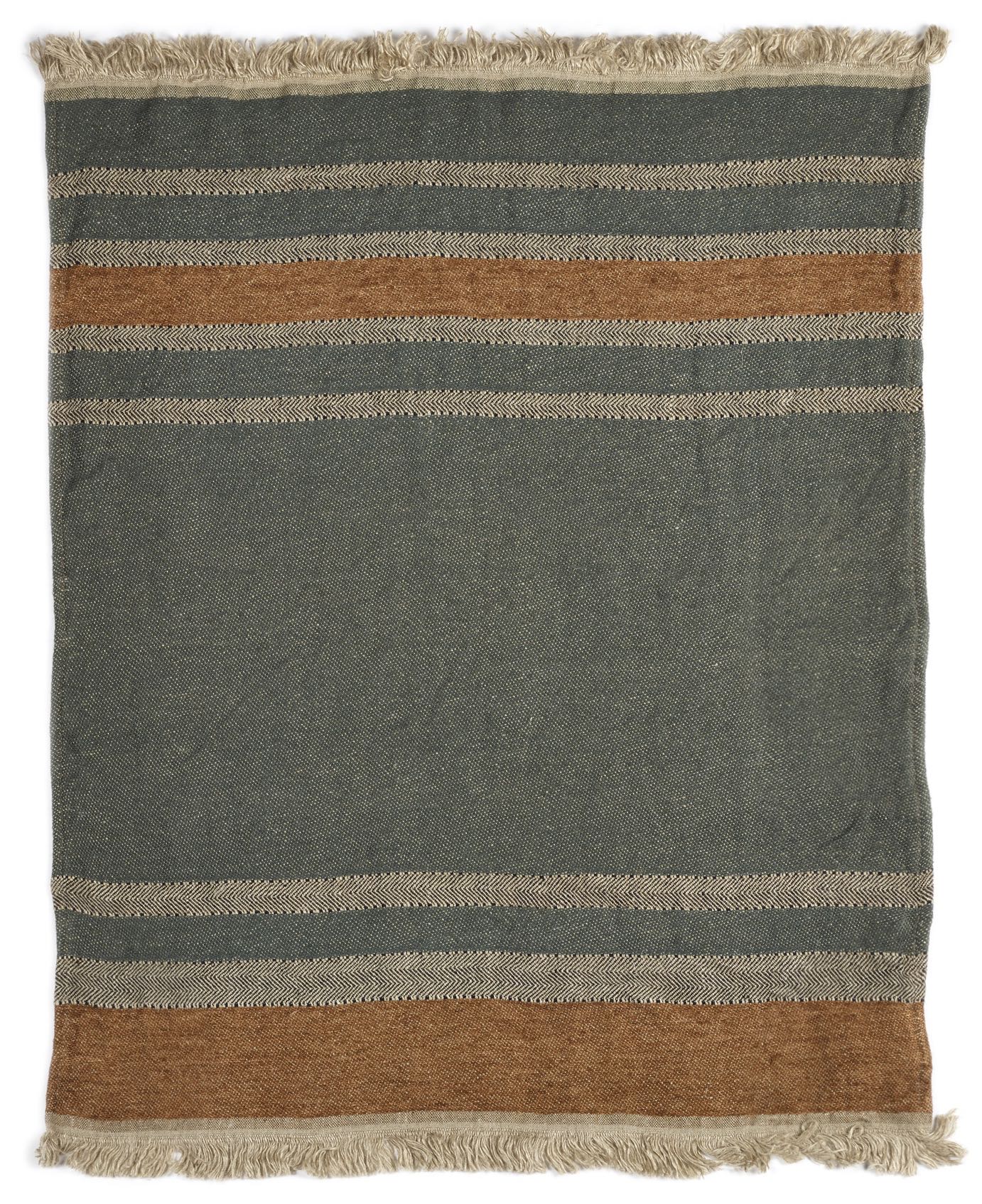 Libeco Leinenplaid Alouette grün/braun/natur