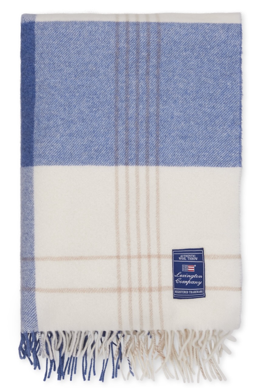 Lexington Decke Wool Throw Karo blau/beige/weiß