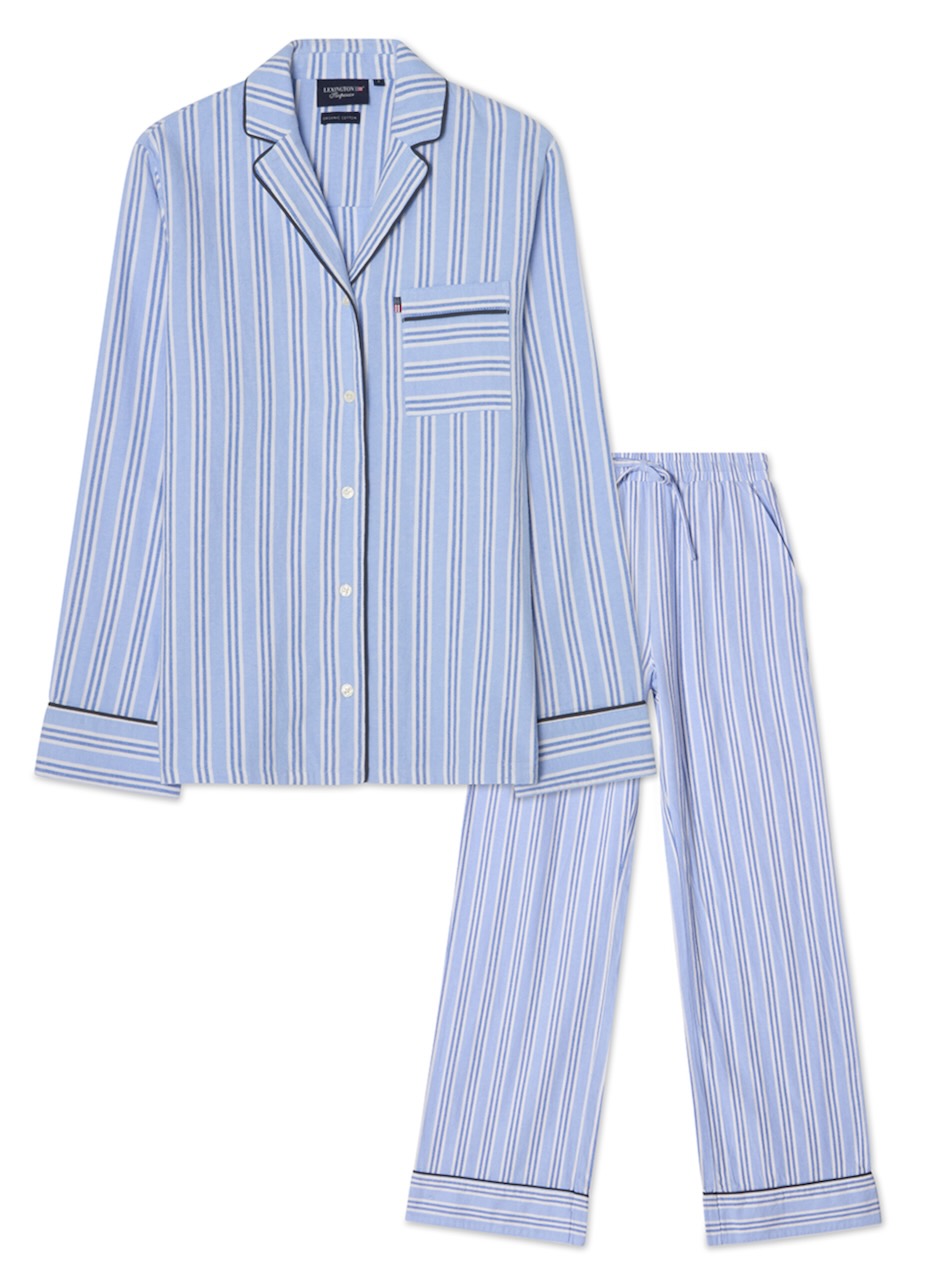 Lexington Pyjama Flanell Streifen hellblau/weiß Lexington Pyjama Flanell Streifen hellblau/weiß