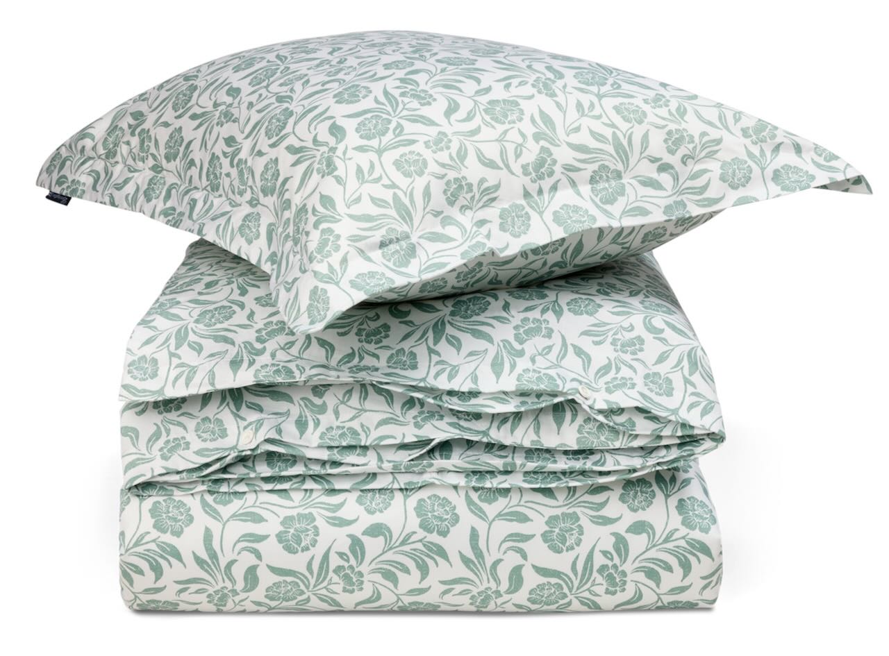 Lexington Bettwäsche-Set Satin Blumen grün/weiß