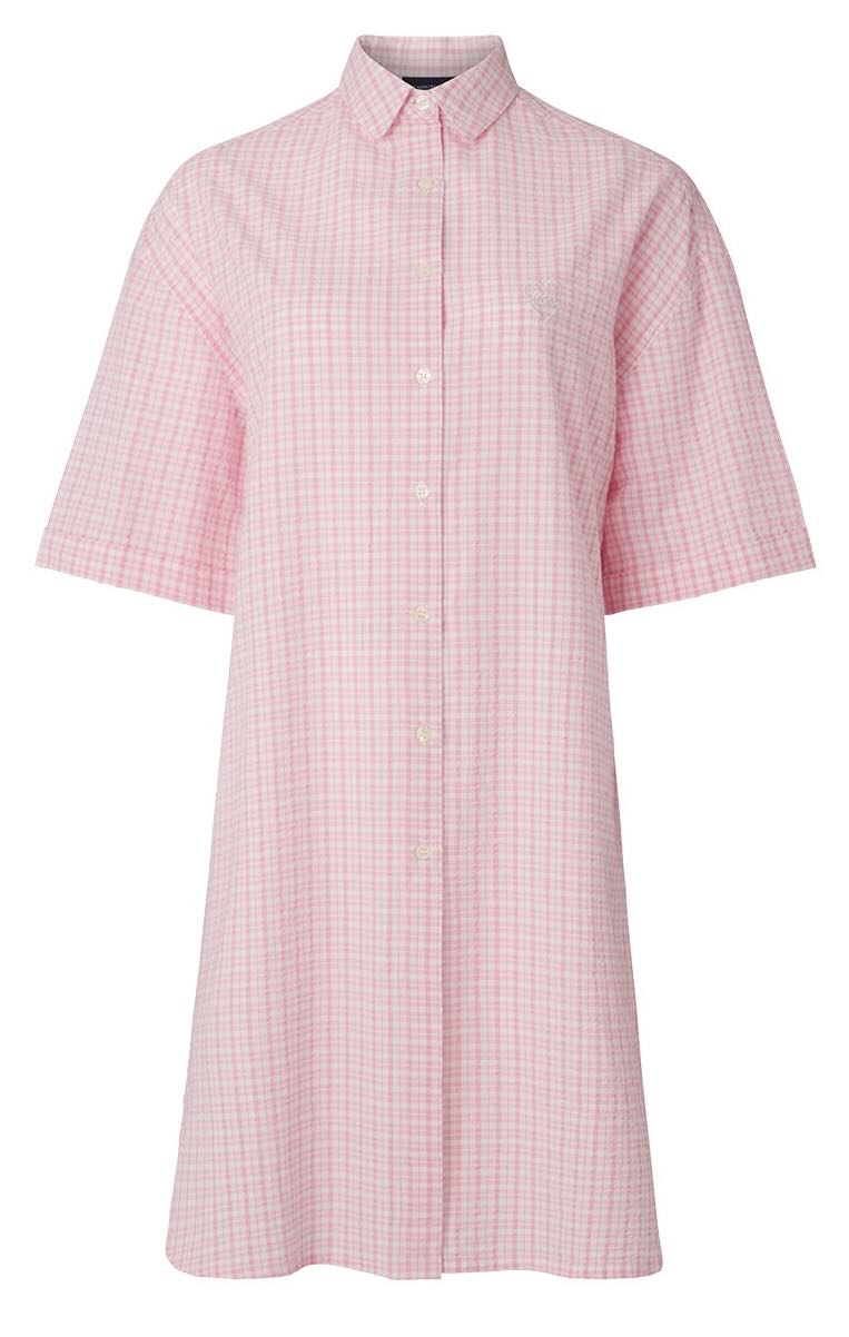 Lexington Nightshirt Seersucker Lucy rosa/weiß M
