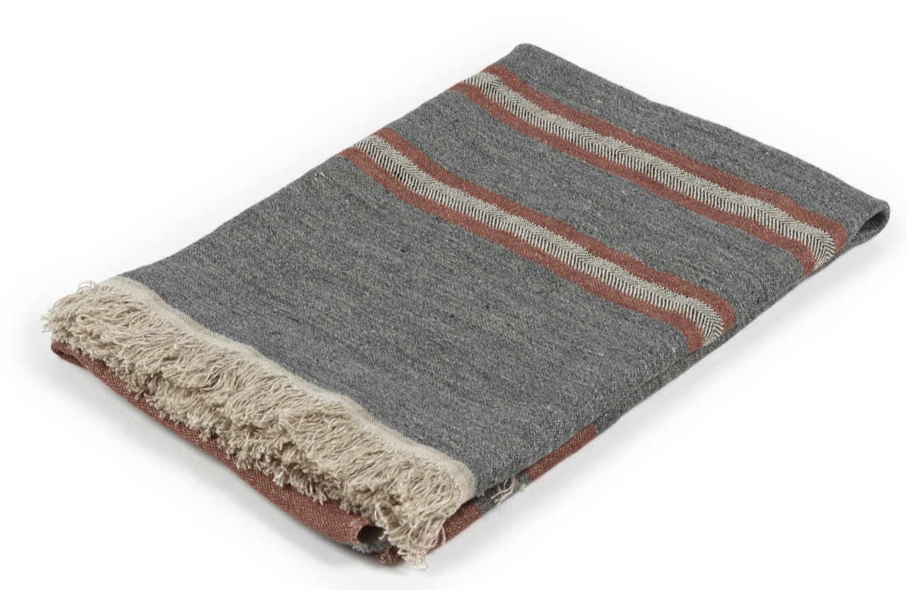 Libeco Leinenplaid Sienna Stripe braun/grau/schwarz/natur Libeco Leinenplaid Sienna Stripe braun/grau/schwarz/natur