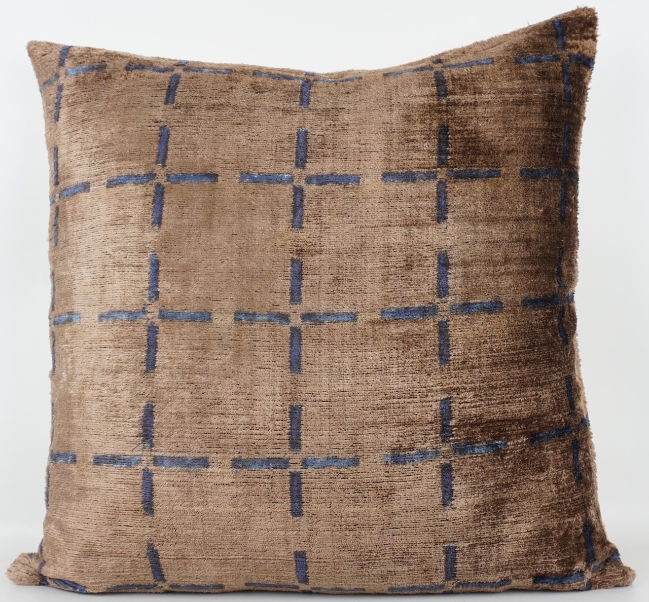 Kissenbezug Seide Karo braun/blau 50x50 cm Kissenbezug Seide Karo braun/blau 50x50 cm
