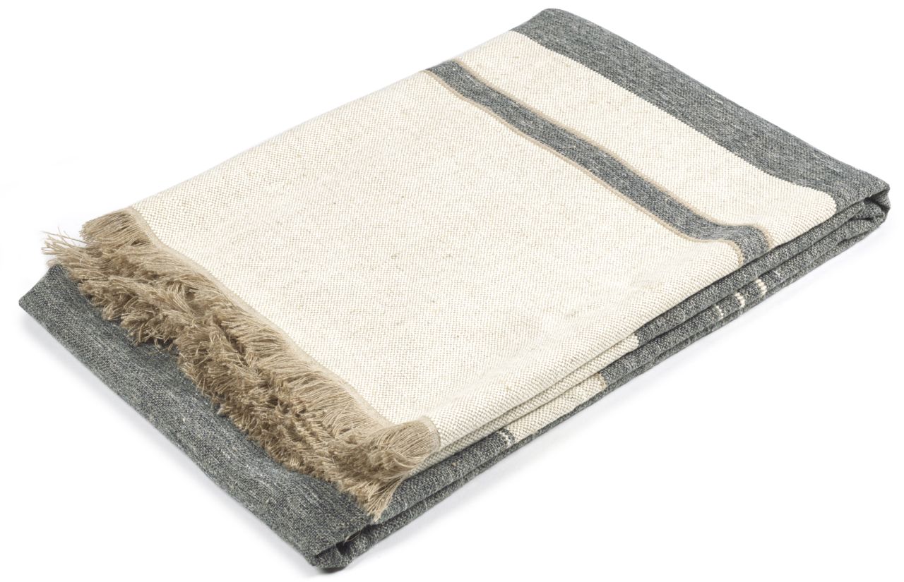 Libeco Plaid North Sea Stripe marine/beige 140x220 cm Libeco Plaid North Sea Stripe marine/beige 140x220 cm