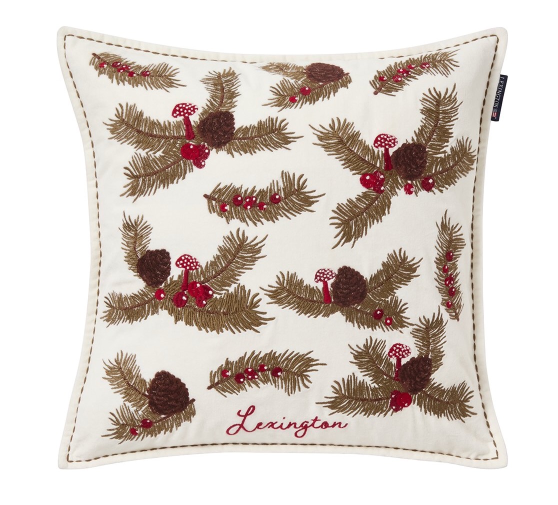 Lexington Kissenbezug Zweige Samt weiß/bunt Lexington Kissenbezug Zweige Samt weiß/bunt
