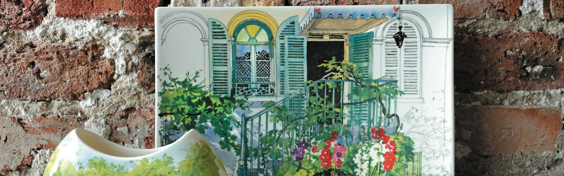 Gien Tablett Giverny Mauer gross 1837 Gien Tablett Giverny Mauer gross 1837