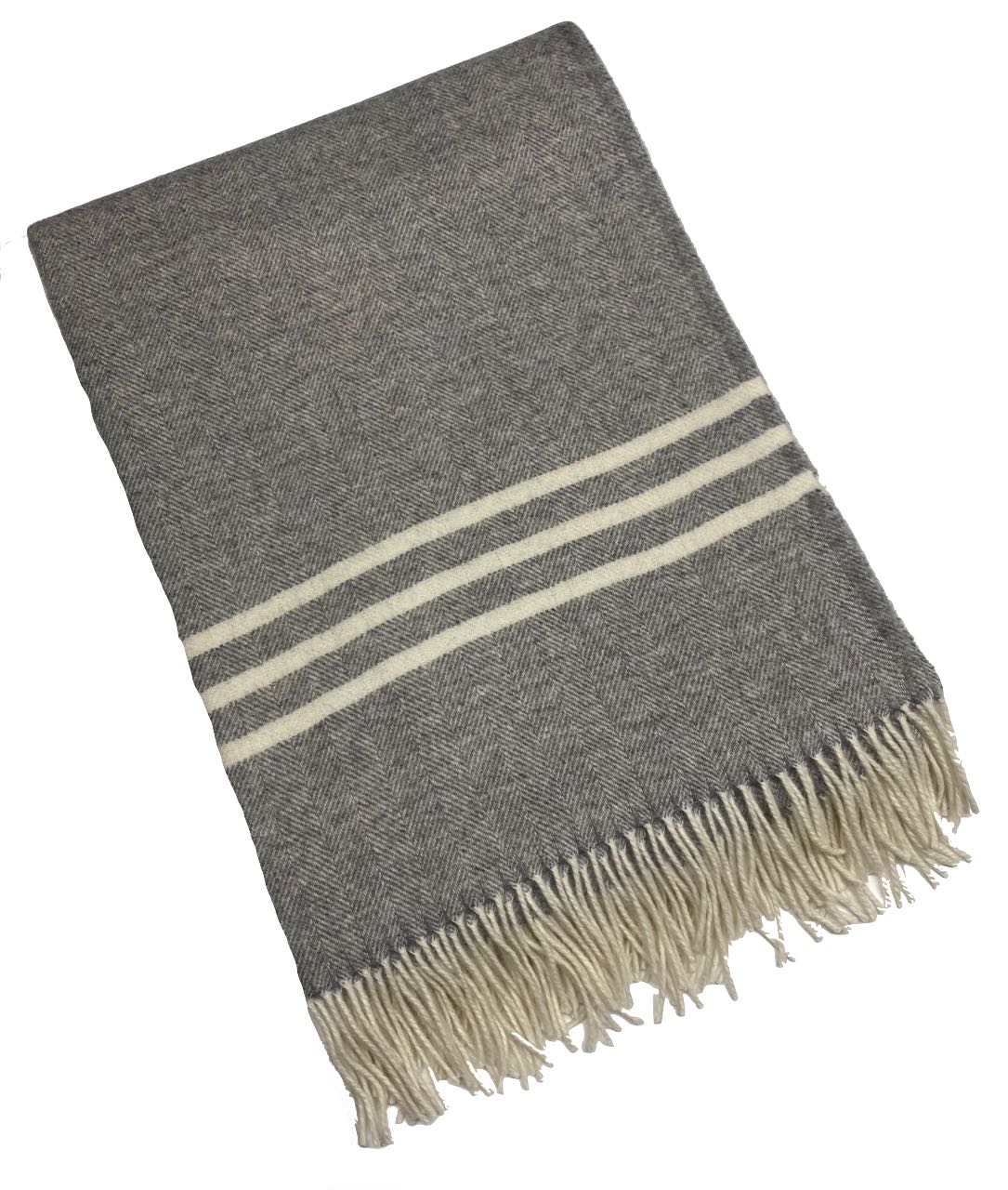 Wolldecke Merino Nostalgia mit wollweißen Fransen