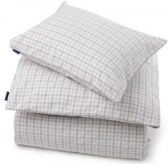 Lexington Bettwäsche-Set Popeline Karo weiß/grau 135x200/40x80 cm