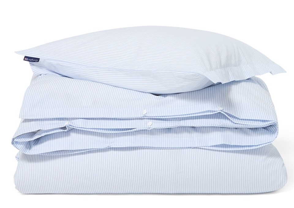 Lexington Bettwäsche-Set Satin Streifen hellblau/weiß