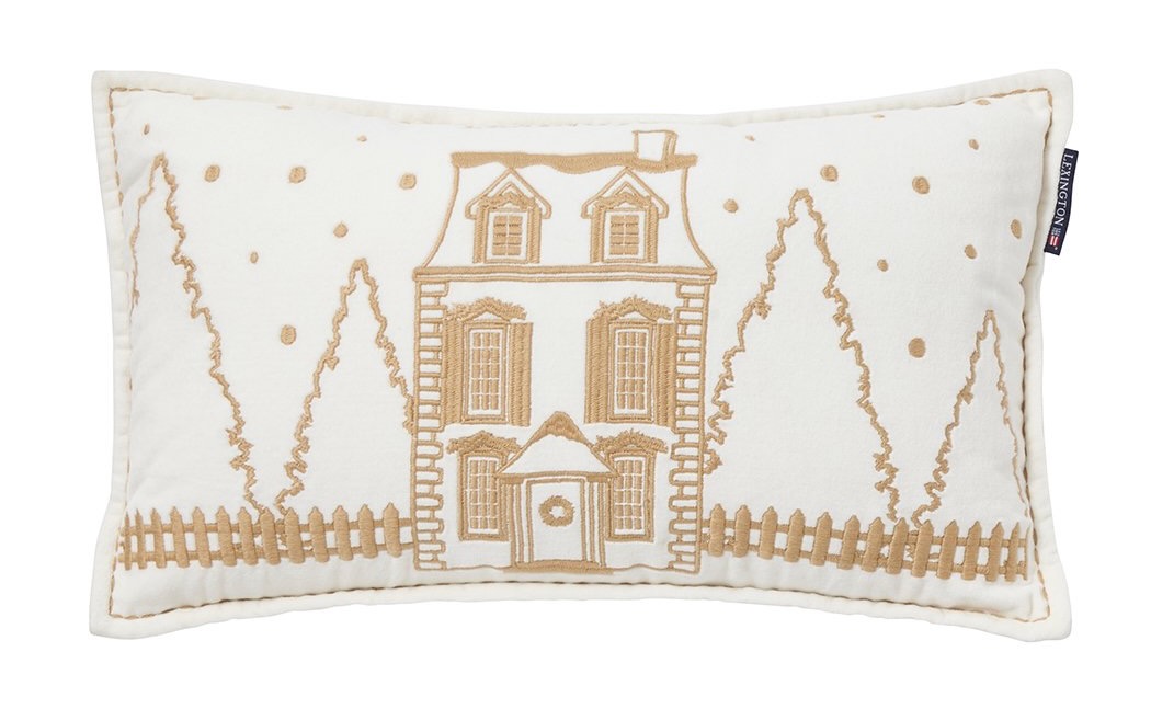 Lexington Kissen Winter-Home Samt weiß/beige