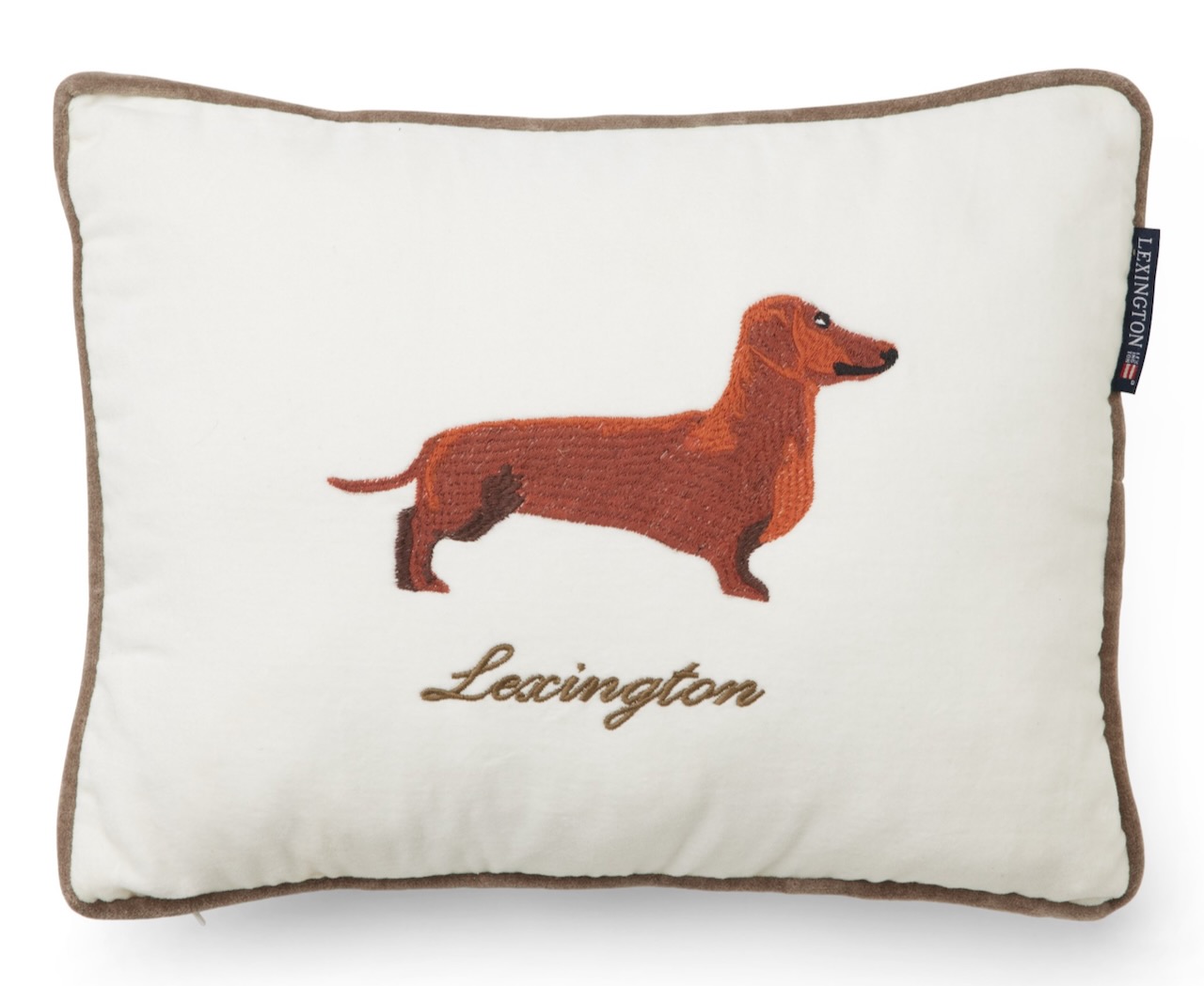 Lexington Kissen Samt Dog weiß/braun
