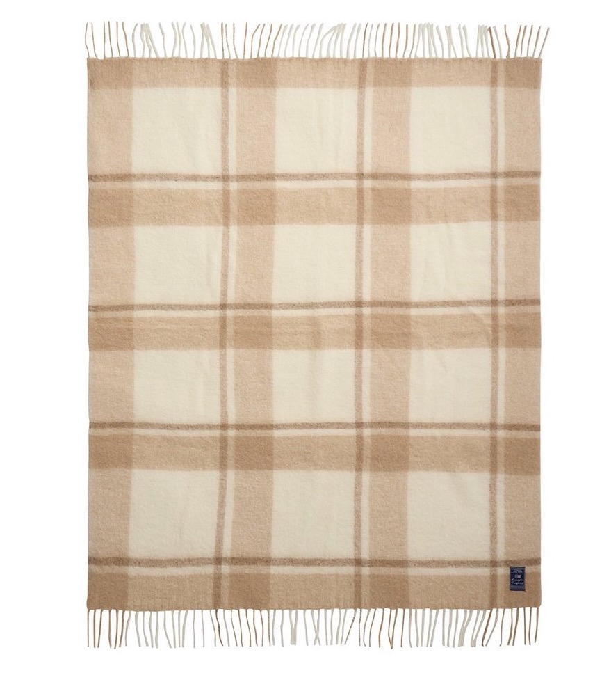 Lexington Decke Mohair Karo beige/weiß