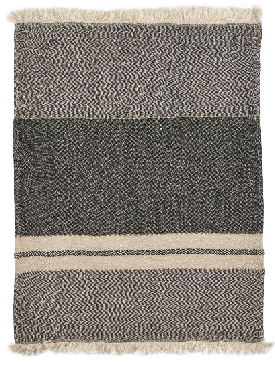 Libeco Leinenplaid Tack Stripe anthrazit/beige