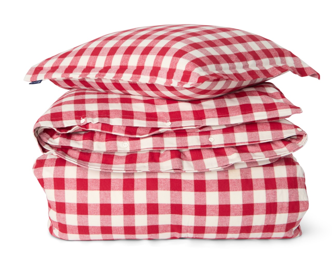 Lexington Bettwäsche-Set Flanell Karo rot/wollweiß