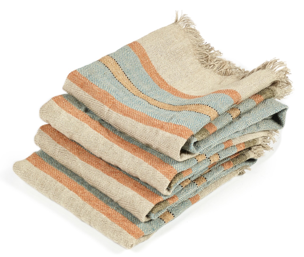 Libeco Tischset Multi Stripe lago/safran/natur
