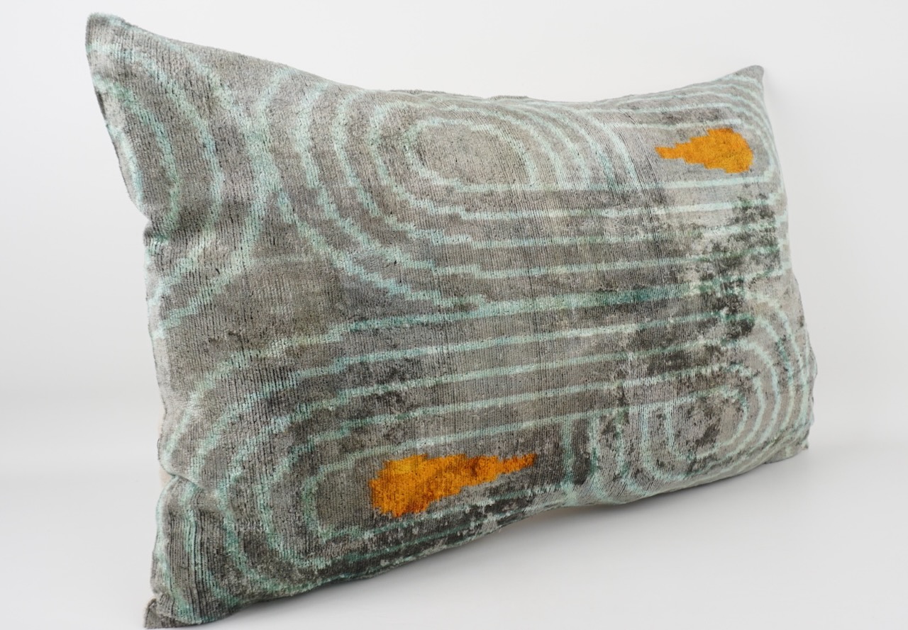 Kissenbezug Seide Zirkel grau/aqua/orange 40x60 cm Kissenbezug Seide Zirkel grau/aqua/orange 40x60 cm