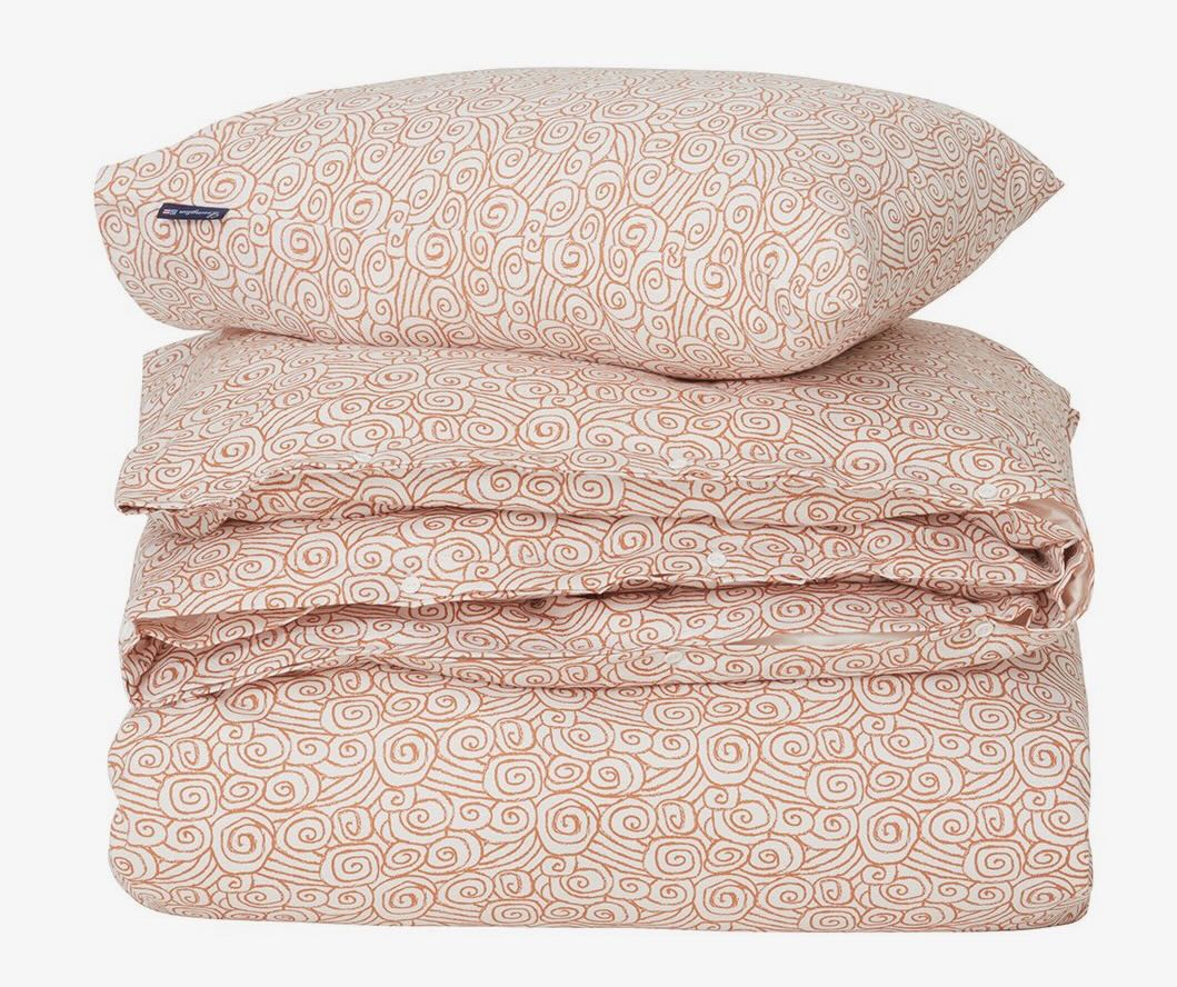 Lexington Bettwäsche-Set Satin Wave weiß/terra 135x200/ 80x80 cm