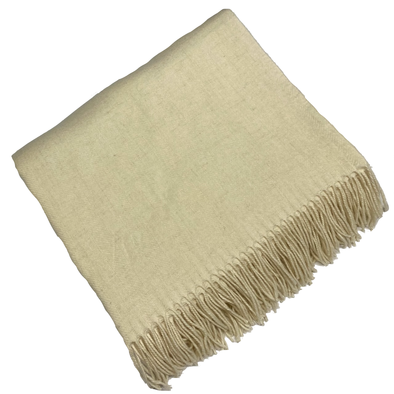 Wolldecke Merino Classic wollweiß mit wollweißen Fransen
