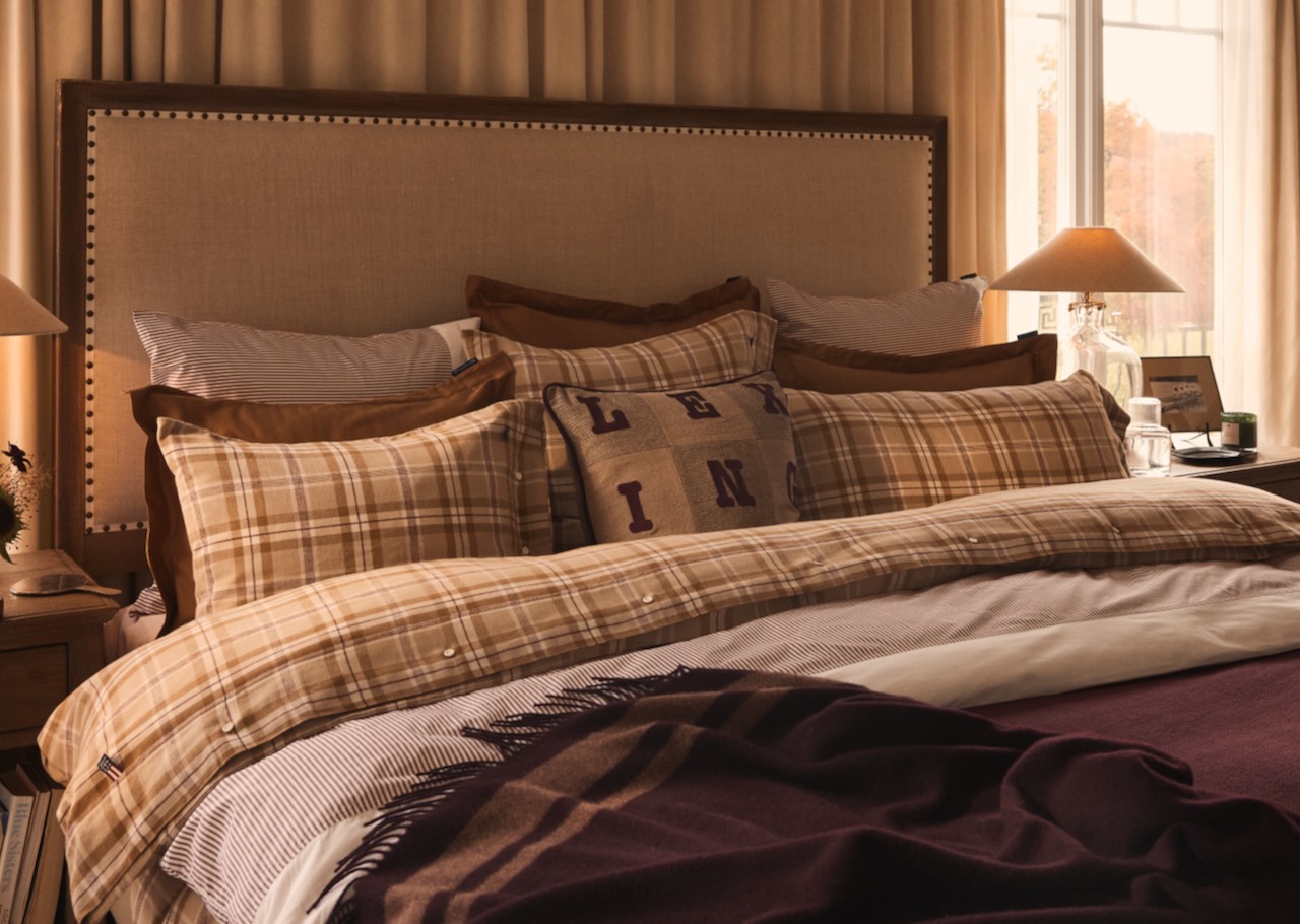 Lexington Bettwäsche-Set Flanell Karo beige/offwhite/feige 135x200/80x80