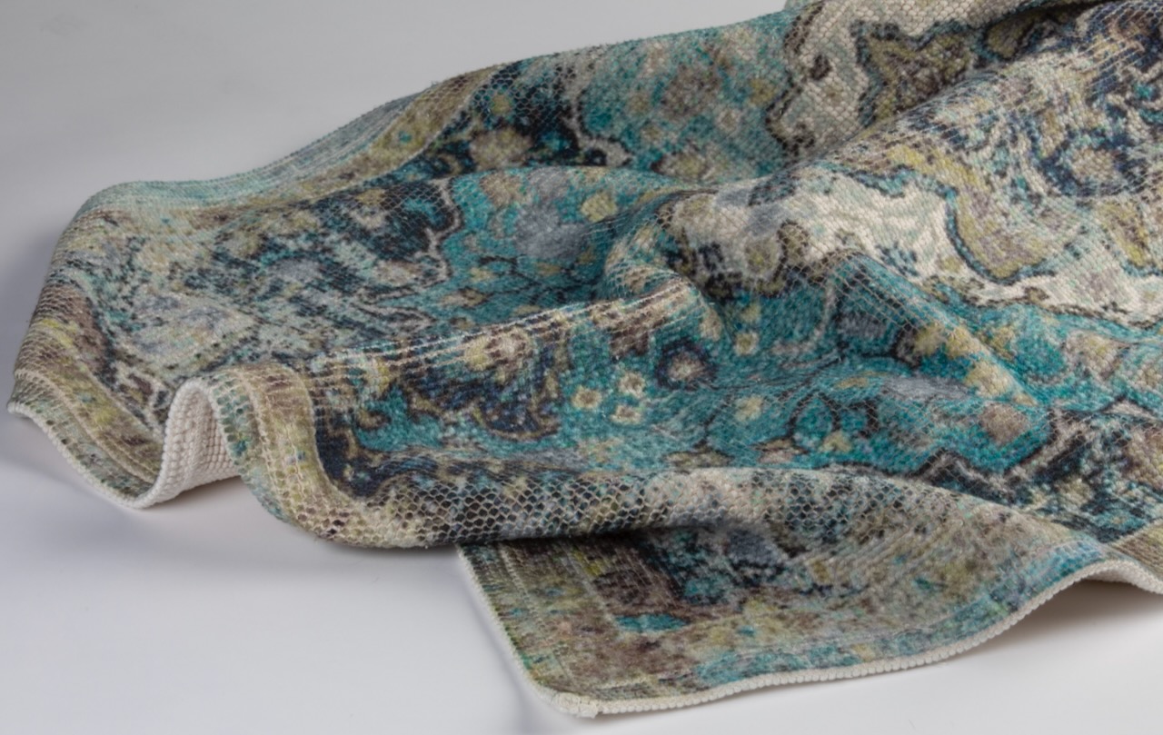 Evelyn Kahle Teppich Vintage blau/türkis/oliv