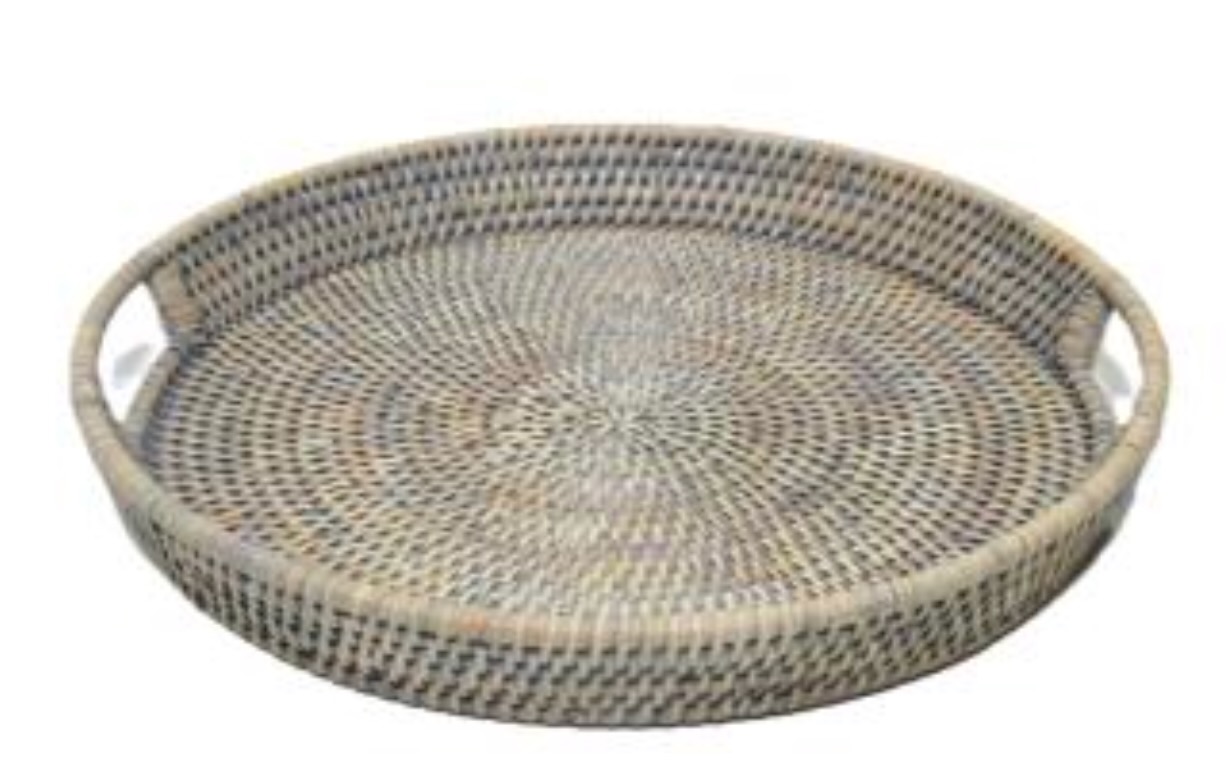 Tablett rund Lune Togo grau