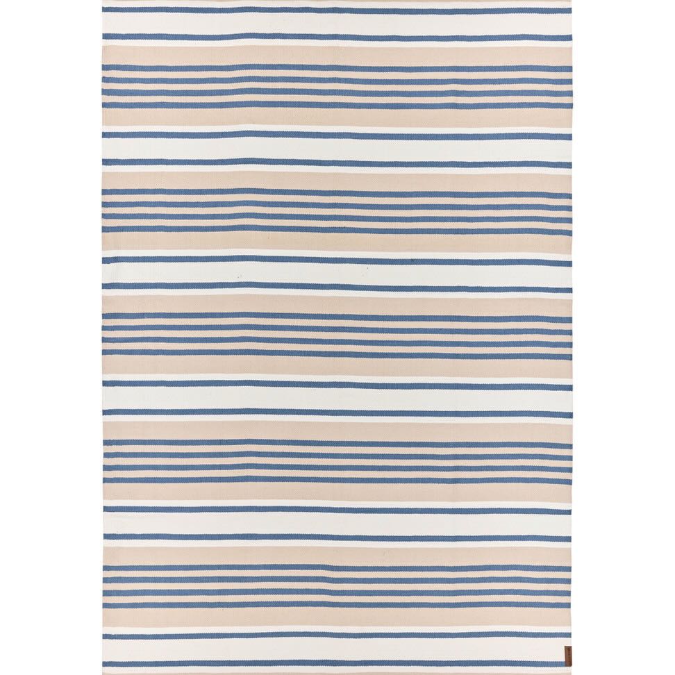 Lexington Teppich Streifen beige/blau/weiß