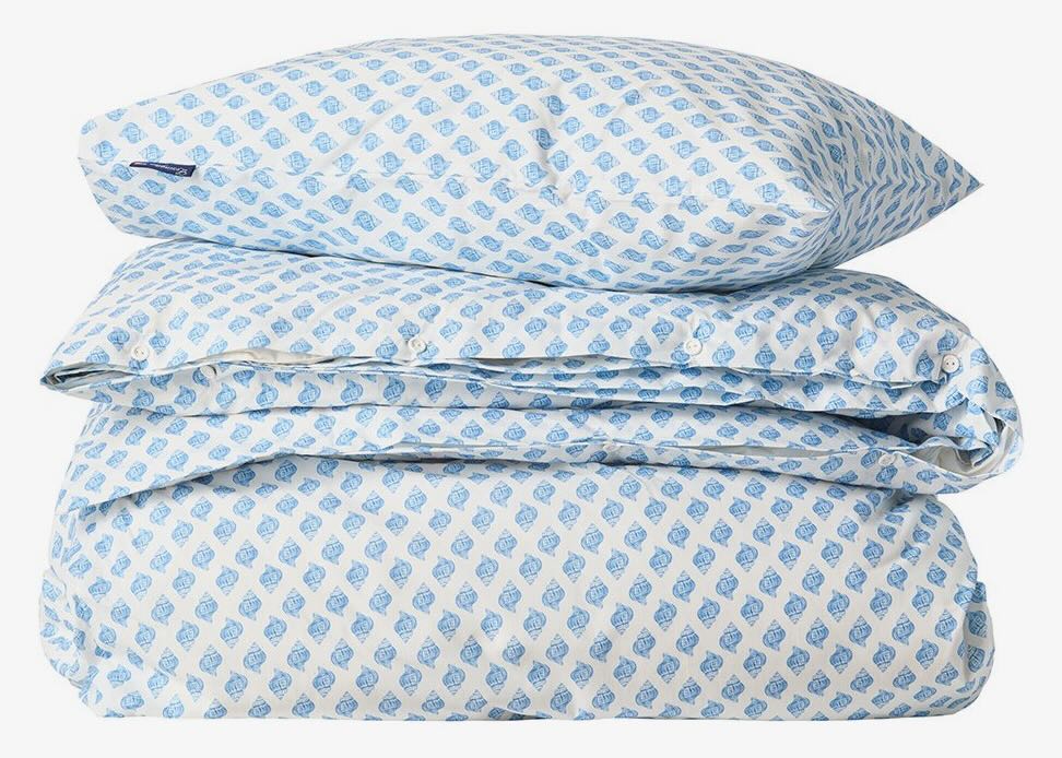 Lexington Bettwäsche-Set Popeline Muschel blau/weiß