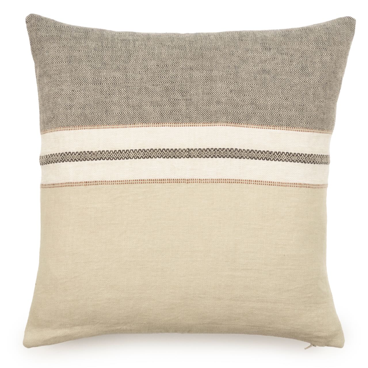 Libeco Kissenbezug Beeswax Stripe natur/anthrazit/wollweiß